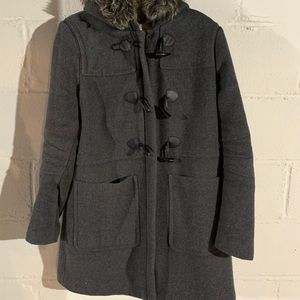 BCBGeneration Wool Bucket Coat with Faux Fur Hood
